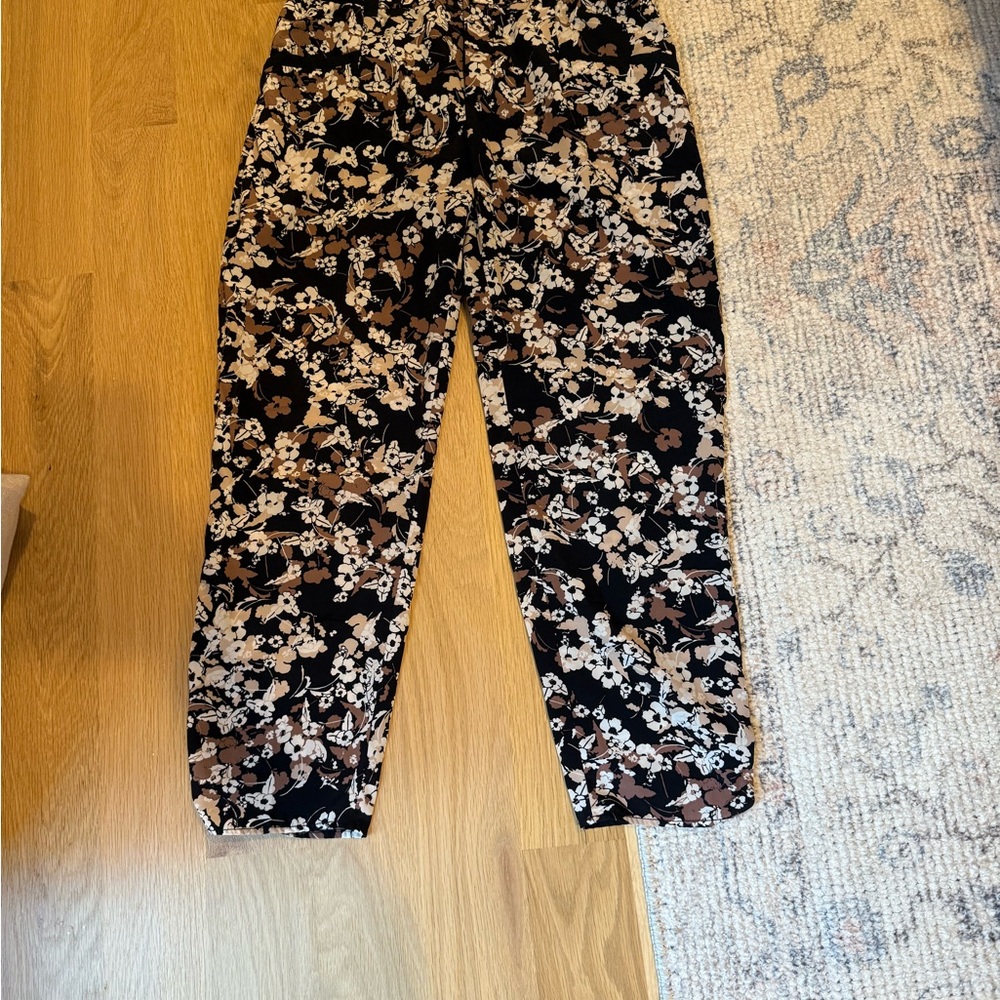 Anthropologie Cartonnier Black and Brown Floral Pants